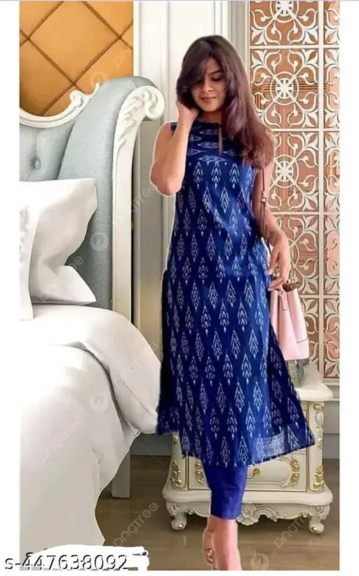 CUT. SLEEVES KURTI BLUE