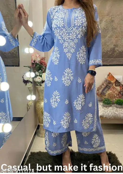 chikanakari wrok kurti and plazoo