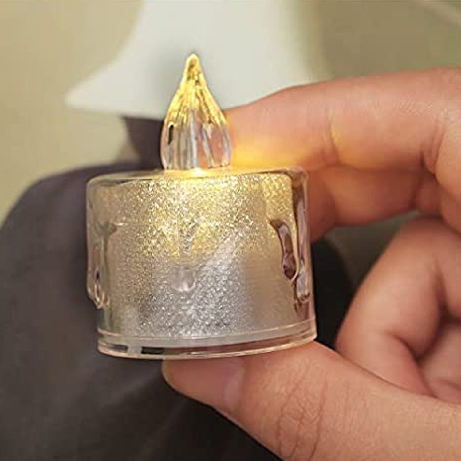 12 Pcs Flameless And Smokeless Decorative Acrylic Candles Transparent Led Tea Light Candle For Gifting House Diwali Christmas Festival Events Decor Candles