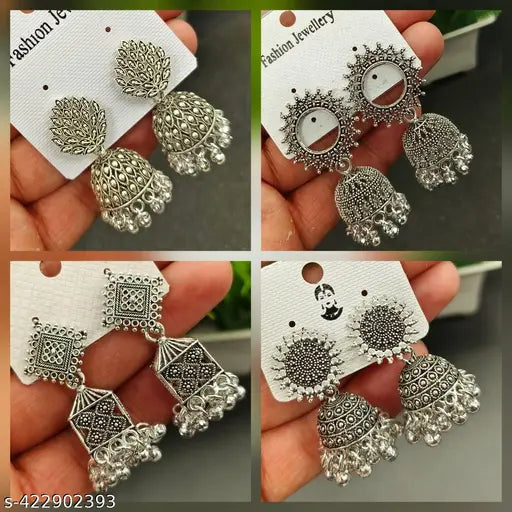 Silver Plated Earrings ( Combo Of 4)