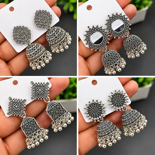 Silver Plated Earrings ( Combo Of 4)