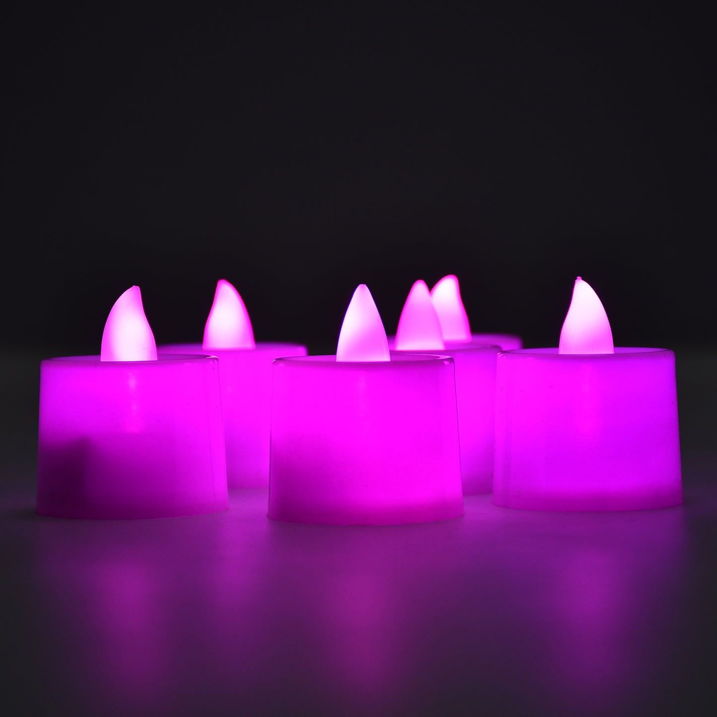 6632 Pink Flameless Led Tealights Smokeless Plastic Decorative Candles - Led Tea Light Candle For Home Decoration (Pack Of 24)