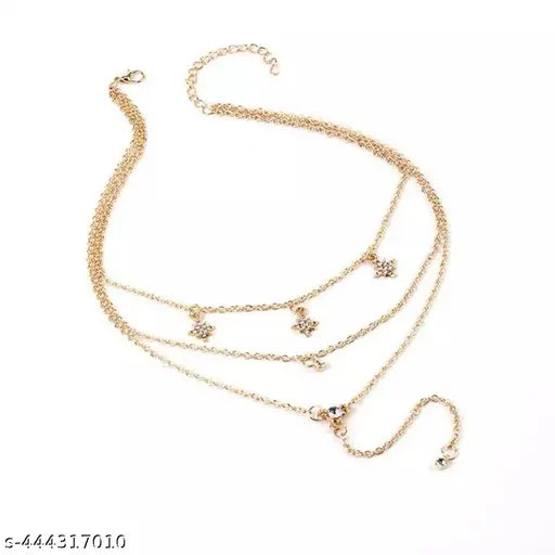 Vassaley Three Layered Star Studs Pendant Necklace For Girls And Women