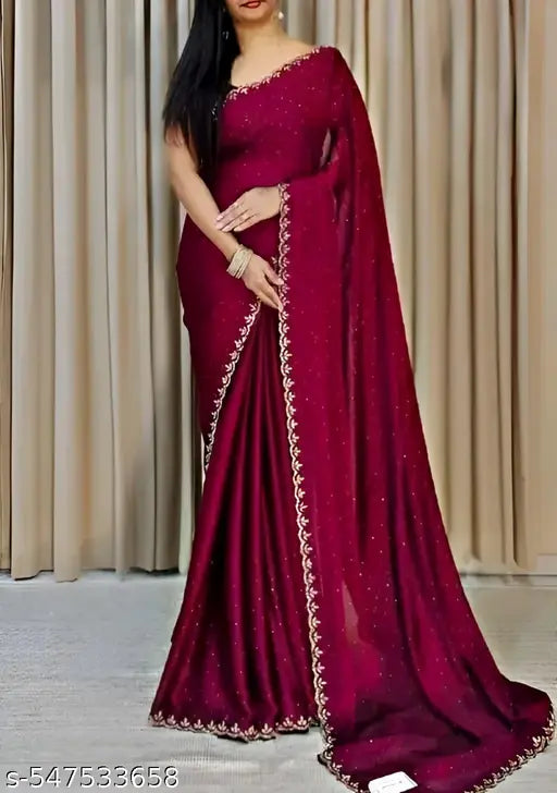 New design fancy saree with Hand work party wear & fastive wear saree With hot fix Blouse