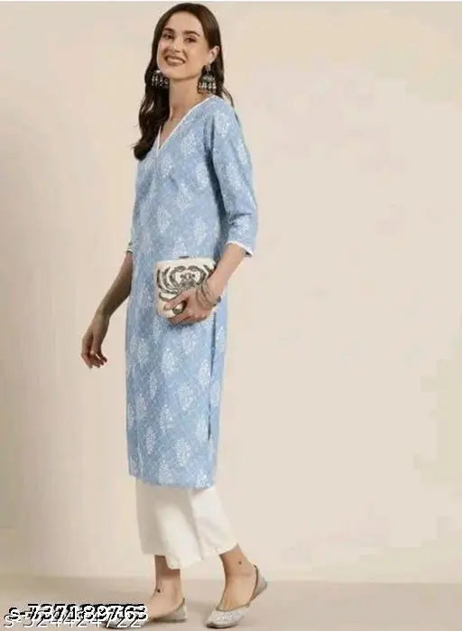 Women printed with less kurtis