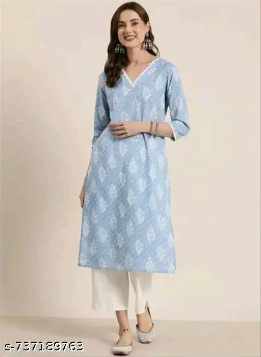 Women printed with less kurtis