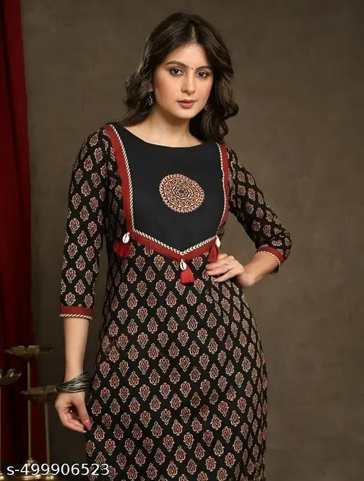 Traditional Cotton Ajrakh Printed Kurti For Women
