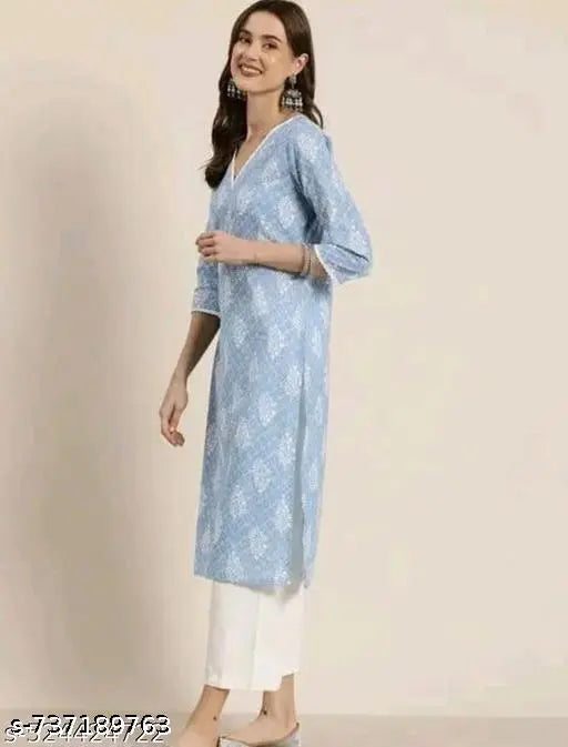Women printed with less kurtis
