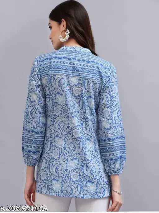 WOMEN'S JAIPURI FLORAL SHORT KURTA ,FLORAL SHORT KURTA,SHORT KURTA FOR JEANS
