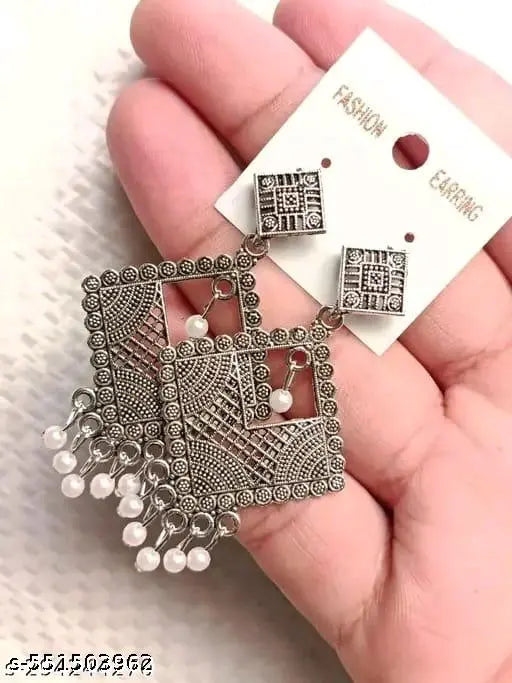 Combo of 4 Pair New Latest Design Drop & Dangles Hoop Jhumki Oxidised Silver Earrings for women/girls