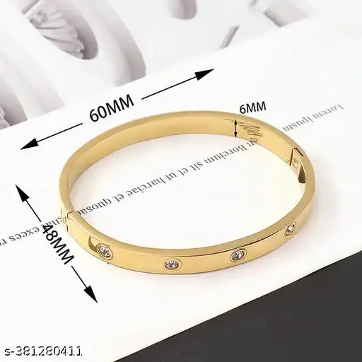Royatto® High Quality Stainless Steel Cubic Zirconia Crystal Full Stone Gold Bangle Bracelet For Women Gifts Valentine's Day bracelet New arrival BGL21  