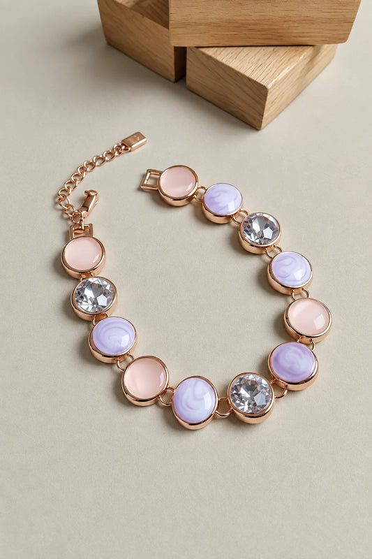 Cygnelle Jewellery Rose Gold Plated Round Stone Bracelet for Women & Girls