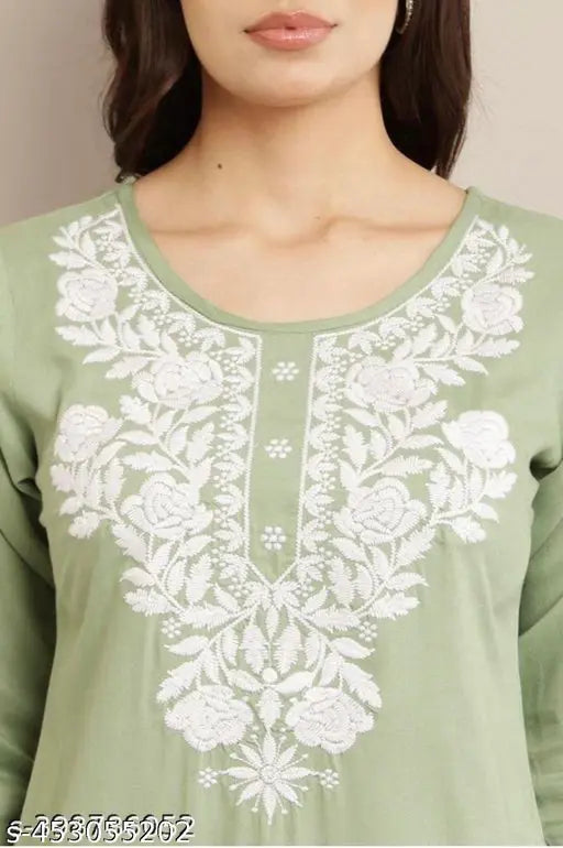 Women Trending Embroidered Short Kurti For Women And Girls
